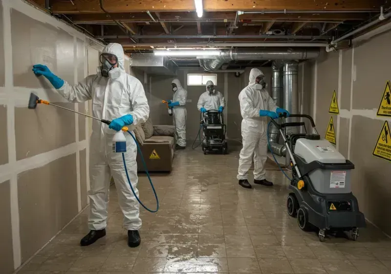 Basement Moisture Removal and Structural Drying process in Coleman, MI